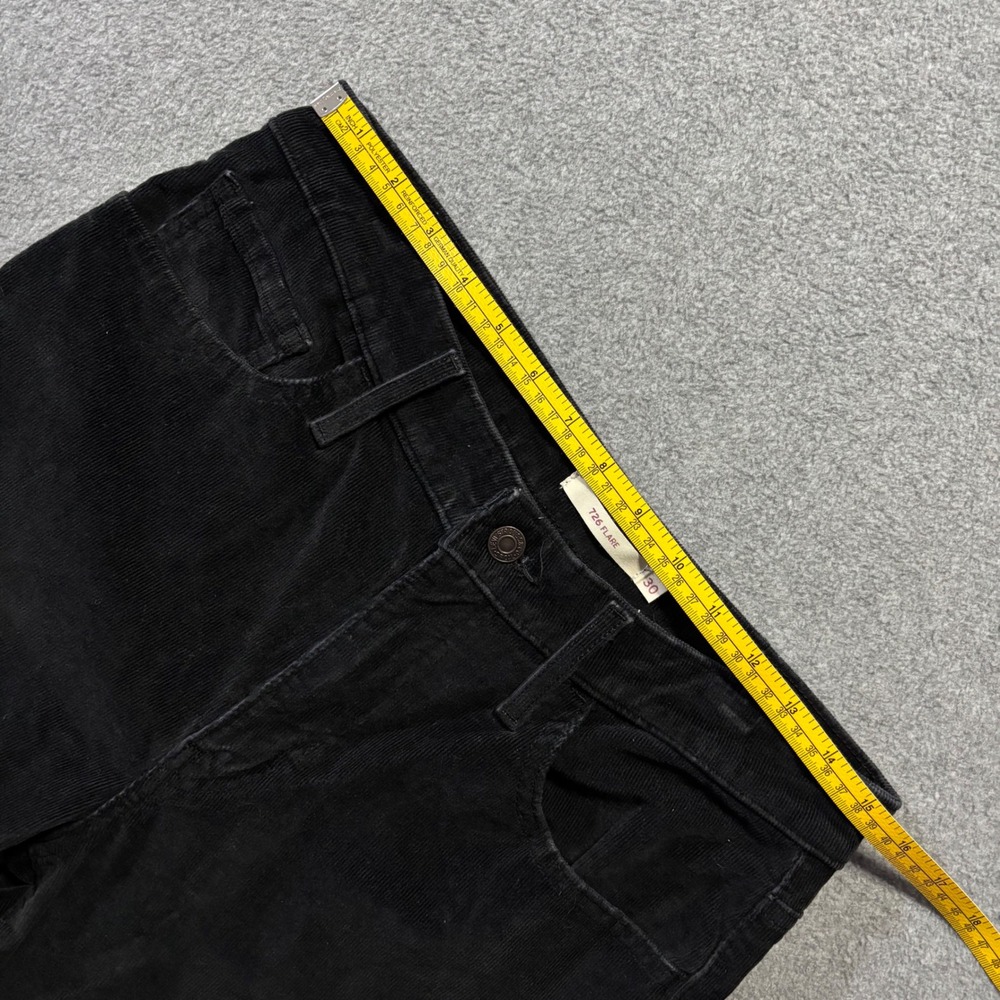 Levi's 726 Flare Pants Women 30 Black Corduroy High Rise Retro Stretch Cords - Picture 8 of 11